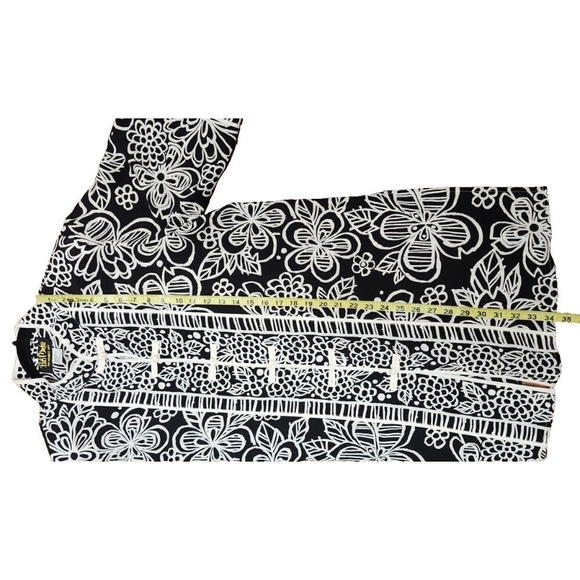 Bob Mackie Wearable Art Women's Silk Blouse Tunic Black Floral Cheongsam Button - Picture 8 of 12